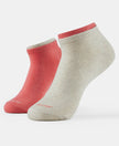 Compact Cotton Stretch Solid Low Show Socks with StayFresh Treatment - Cream Melange & Dubarry-1