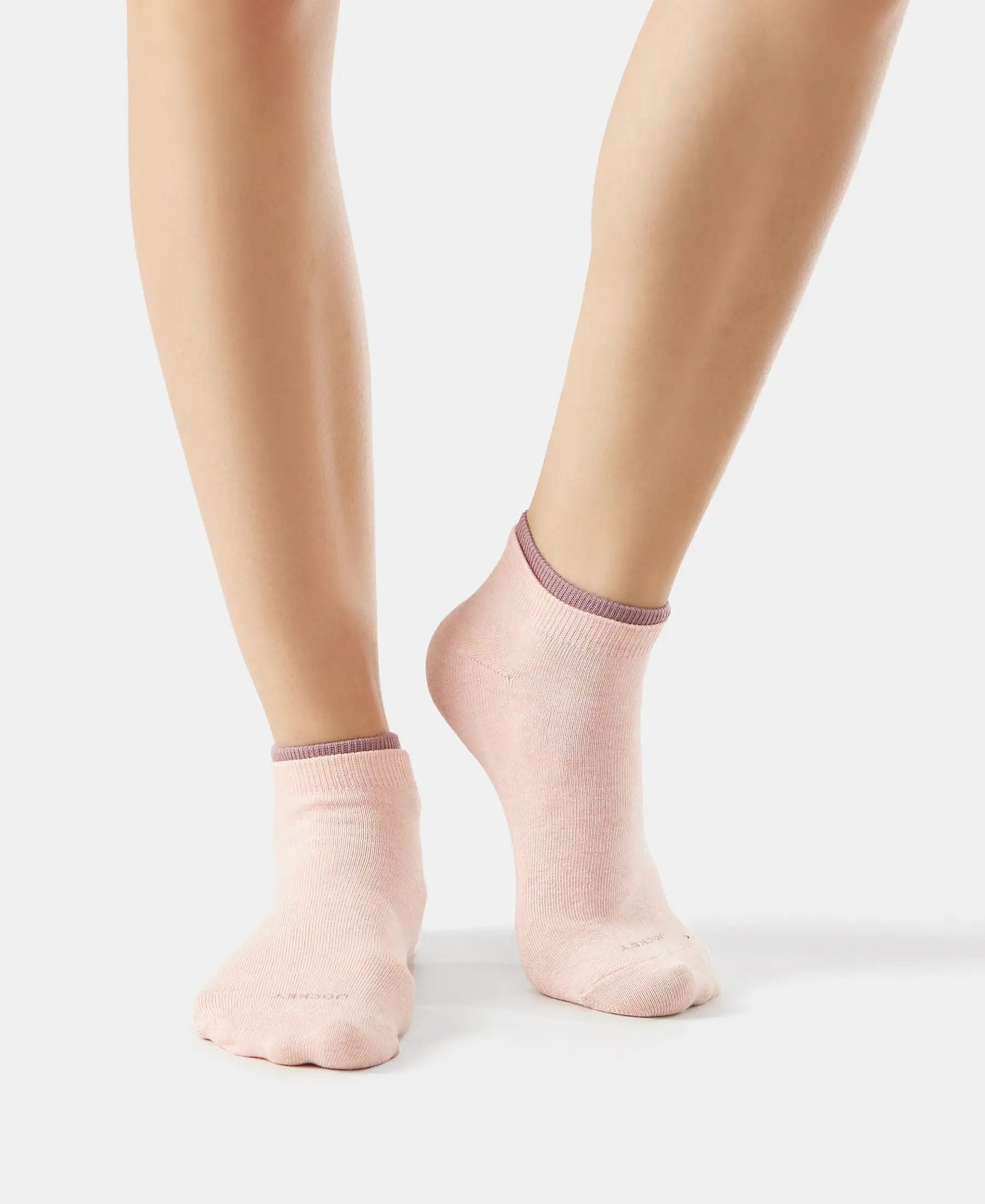 Compact Cotton Stretch Solid Low Show Socks with StayFresh Treatment - Elderberry & Pink Sorbet Melange-3