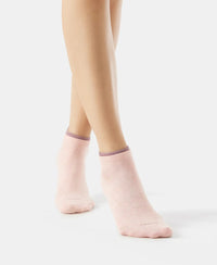 Compact Cotton Stretch Solid Low Show Socks with StayFresh Treatment - Elderberry & Pink Sorbet Melange-7