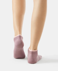 Compact Cotton Stretch Solid Low Show Socks with StayFresh Treatment - Elderberry & Pink Sorbet Melange-8