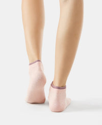 Compact Cotton Stretch Solid Low Show Socks with StayFresh Treatment - Elderberry & Pink Sorbet Melange (Pack of 2)