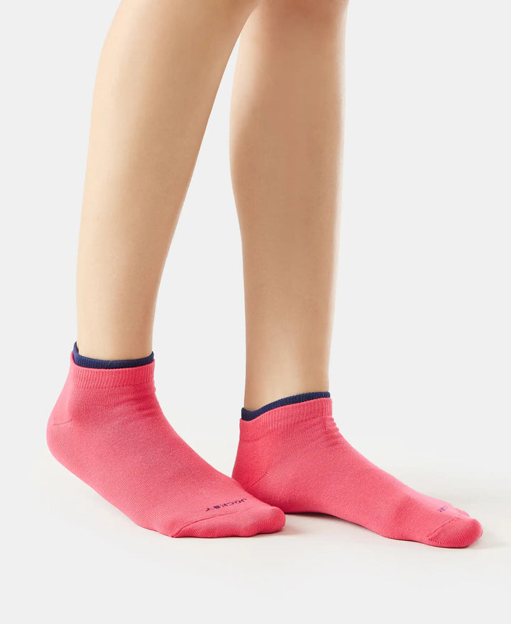 Compact Cotton Stretch Solid Low Show Socks with StayFresh Treatment - Imperial blue & Raspberry-4