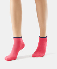 Compact Cotton Stretch Solid Low Show Socks with StayFresh Treatment - Imperial blue & Raspberry-6