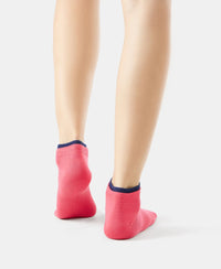 Compact Cotton Stretch Solid Low Show Socks with StayFresh Treatment - Imperial blue & Raspberry-8