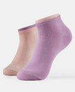 Compact Cotton Stretch Solid Low Show Socks with StayFresh Treatment - Lavender Herb & Pink Sorbet-1