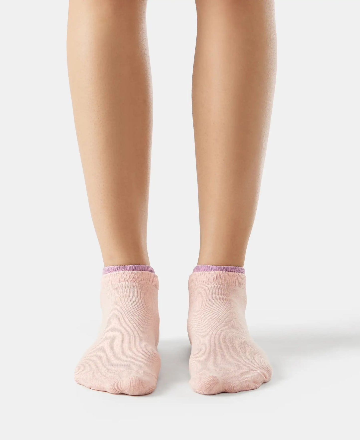 Compact Cotton Stretch Solid Low Show Socks with StayFresh Treatment - Lavender Herb & Pink Sorbet-2