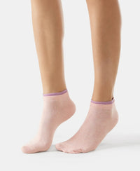 Compact Cotton Stretch Solid Low Show Socks with StayFresh Treatment - Lavender Herb & Pink Sorbet-4