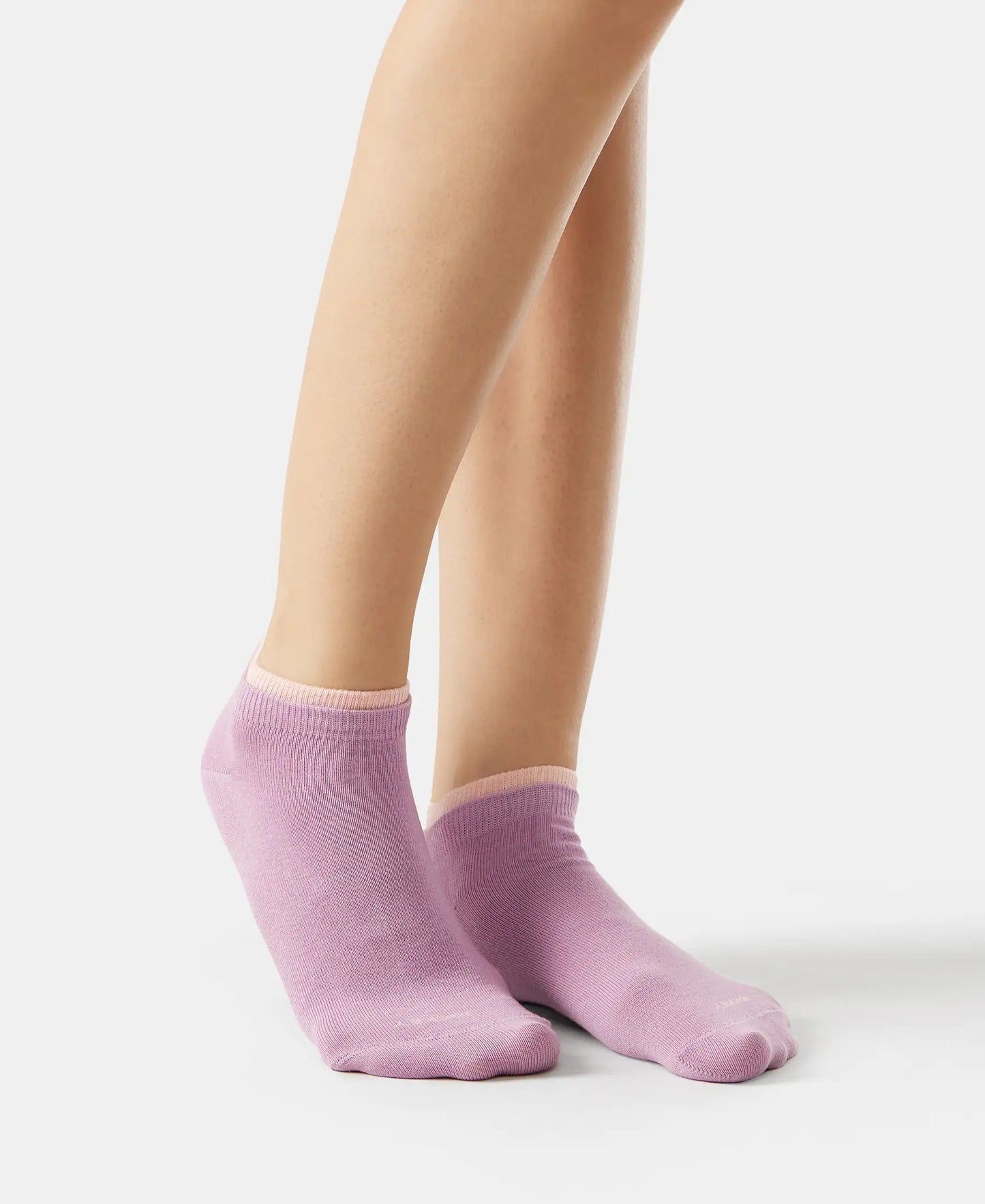 Compact Cotton Stretch Solid Low Show Socks with StayFresh Treatment - Lavender Herb & Pink Sorbet-5