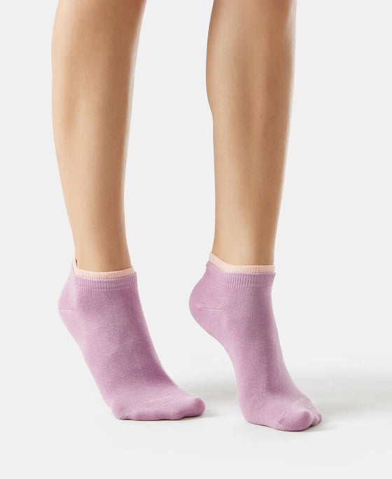 Compact Cotton Stretch Solid Low Show Socks with StayFresh Treatment - Lavender Herb & Pink Sorbet-7