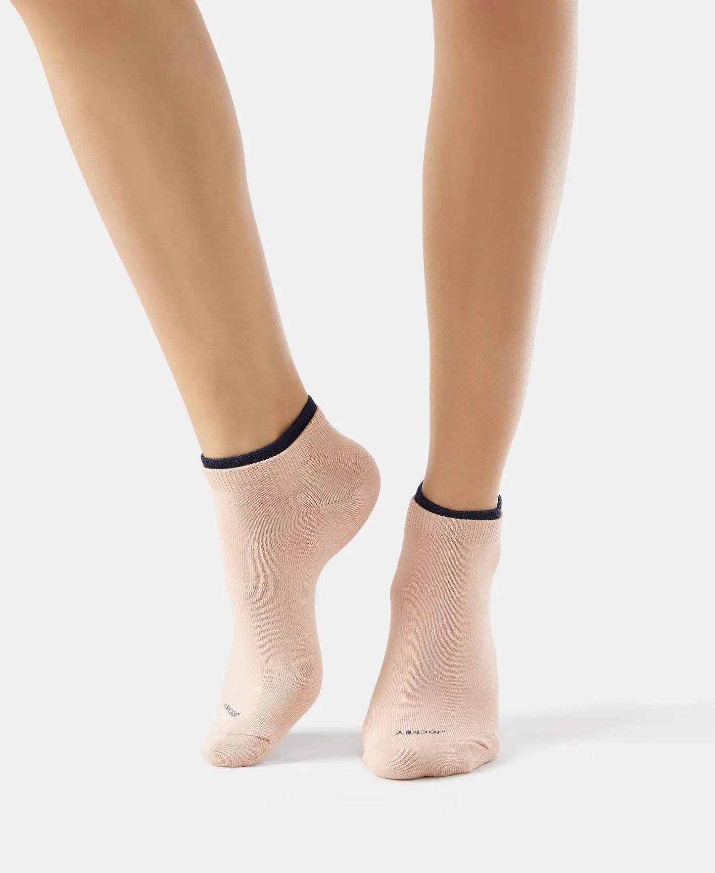 Compact Cotton Stretch Solid Low Show Socks with StayFresh Treatment - Rose Smoke & Navy-6
