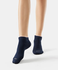 Compact Cotton Stretch Solid Low Show Socks with StayFresh Treatment - Rose Smoke & Navy-7