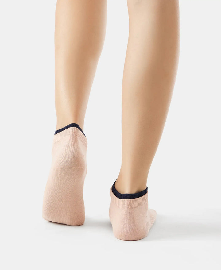 Compact Cotton Stretch Solid Low Show Socks with StayFresh Treatment - Rose Smoke & Navy-8