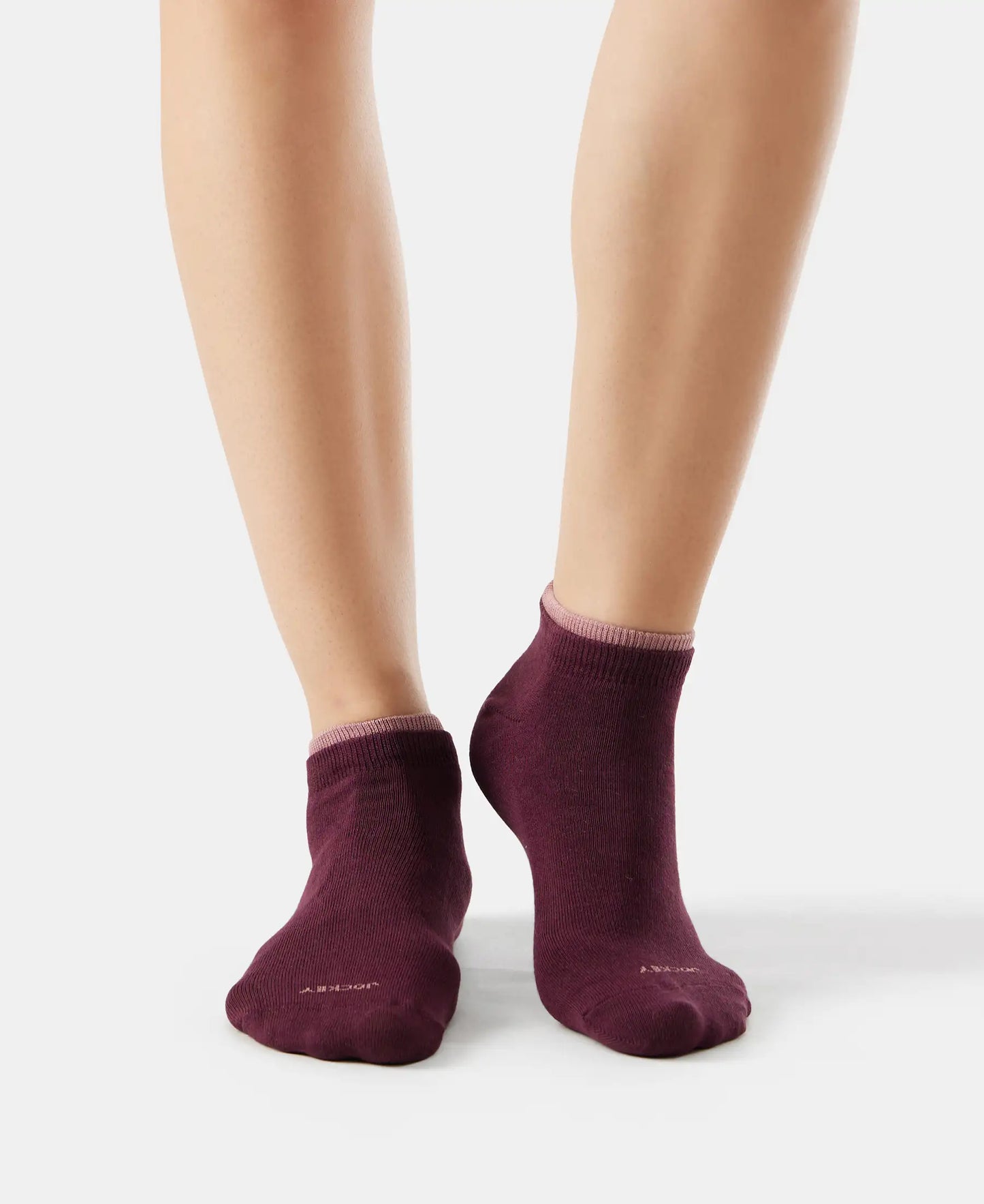 Compact Cotton Stretch Solid Low Show Socks with StayFresh Treatment - Wistful mauve & Wine Tasting-2