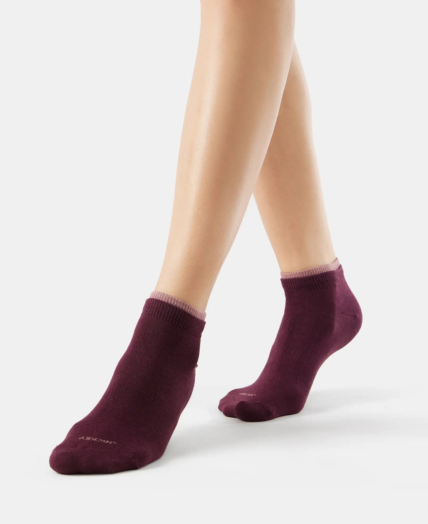 Compact Cotton Stretch Solid Low Show Socks with StayFresh Treatment - Wistful mauve & Wine Tasting-6
