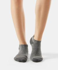 Cotton Nylon Blend Solid Low Show Socks with StayFresh Treatment - Charcoal Melange & Mid Grey Melange-2
