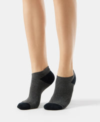 Cotton Nylon Blend Solid Low Show Socks with StayFresh Treatment - Charcoal Melange & Mid Grey Melange-7
