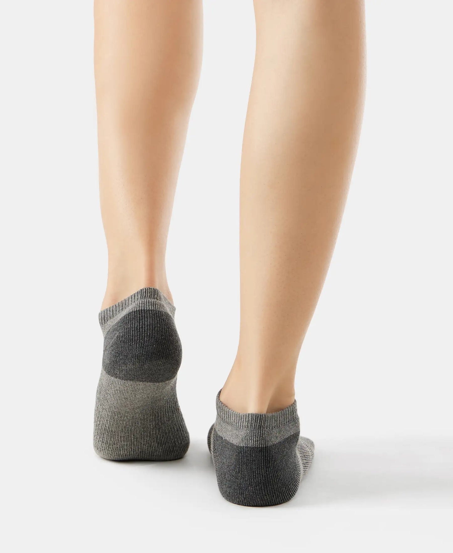 Cotton Nylon Blend Solid Low Show Socks with StayFresh Treatment - Charcoal Melange & Mid Grey Melange-8