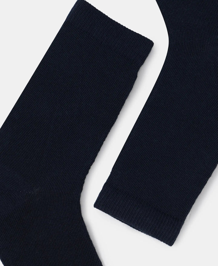 Kid's Compact Cotton Stretch Solid Calf Length Socks With StayFresh Treatment - Navy-2