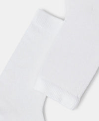 Kid's Compact Cotton Stretch Solid Calf Length Socks With StayFresh Treatment - White-2