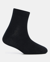 Kid's Compact Cotton Stretch Solid Ankle Length Socks With StayFresh Treatment - Black-3
