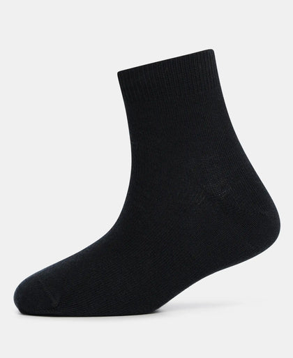 Kid's Compact Cotton Stretch Solid Ankle Length Socks With StayFresh Treatment - Black-4