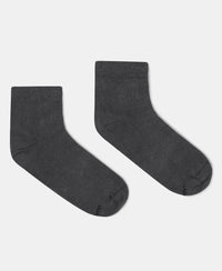 Kid's Compact Cotton Stretch Solid Ankle Length Socks With StayFresh Treatment - Gun Metal-1