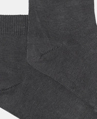Kid's Compact Cotton Stretch Solid Ankle Length Socks With StayFresh Treatment - Gun Metal-2