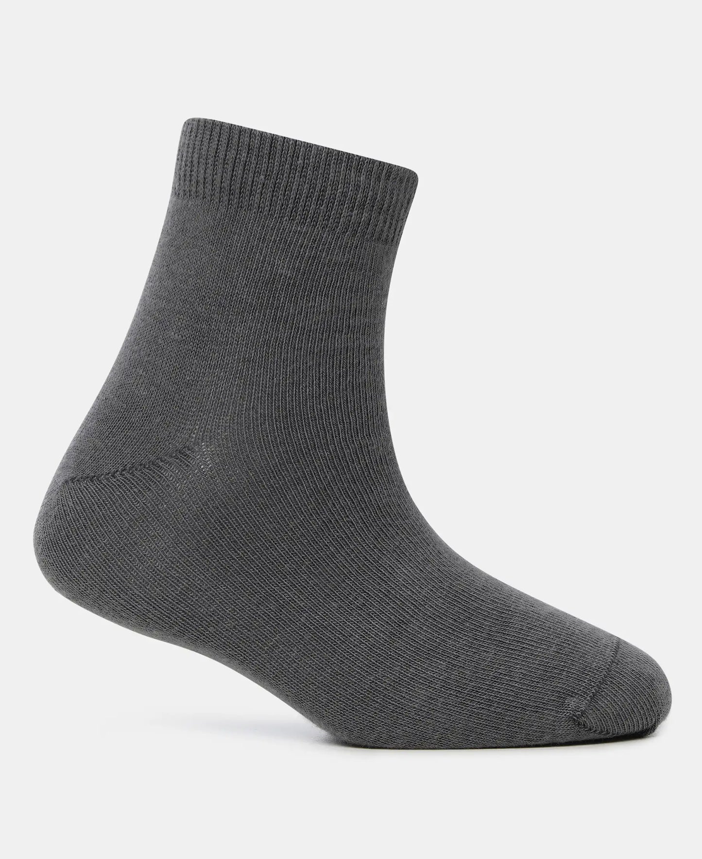 Kid's Compact Cotton Stretch Solid Ankle Length Socks With StayFresh Treatment - Gun Metal-3