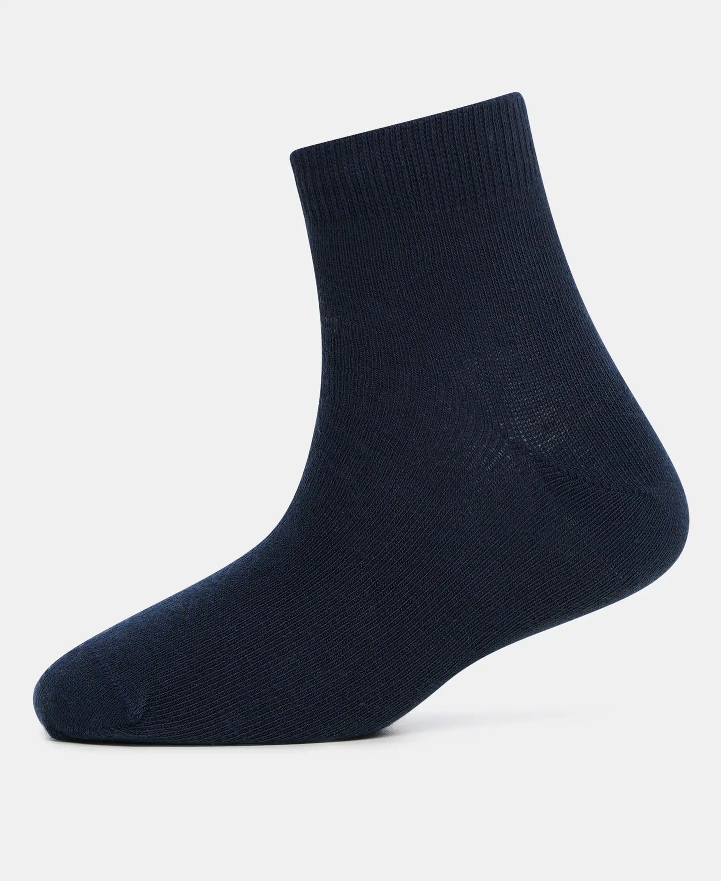 Kid's Compact Cotton Stretch Solid Ankle Length Socks With StayFresh Treatment - Navy-4
