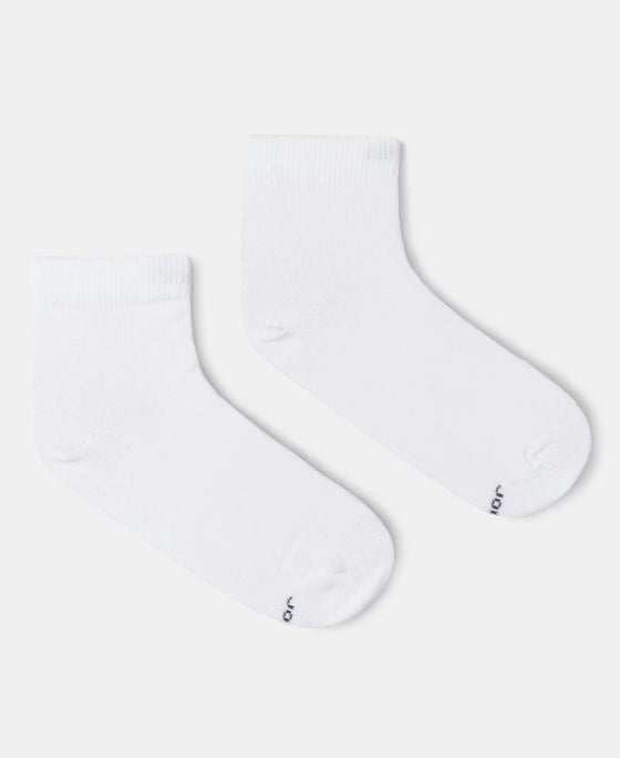 Kid's Compact Cotton Stretch Solid Ankle Length Socks With StayFresh Treatment - White-1