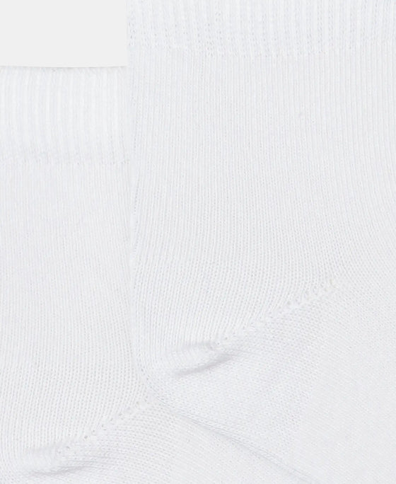 Kid's Compact Cotton Stretch Solid Ankle Length Socks With StayFresh Treatment - White-2