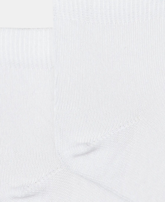 Kid's Compact Cotton Stretch Solid Ankle Length Socks With StayFresh Treatment - White-2