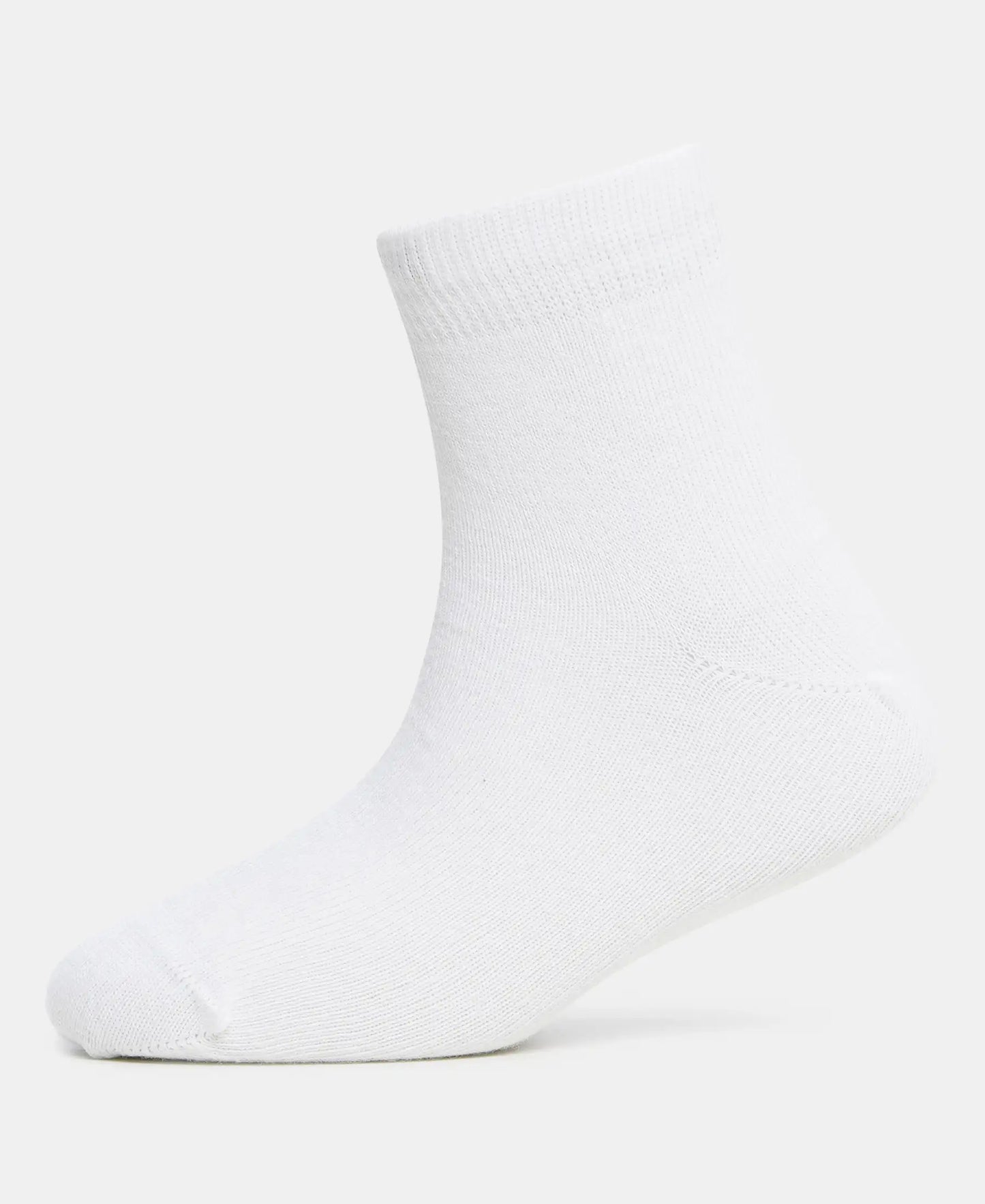 Kid's Compact Cotton Stretch Solid Ankle Length Socks With StayFresh Treatment - White-4