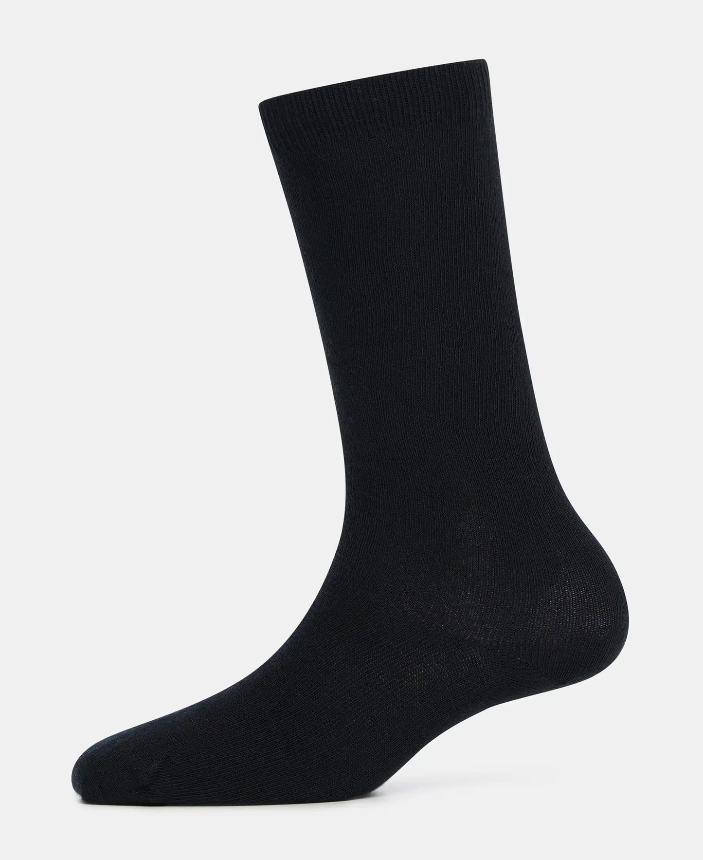 Kid's Compact Cotton Stretch Solid Knee Length Socks With StayFresh Treatment - Black-4