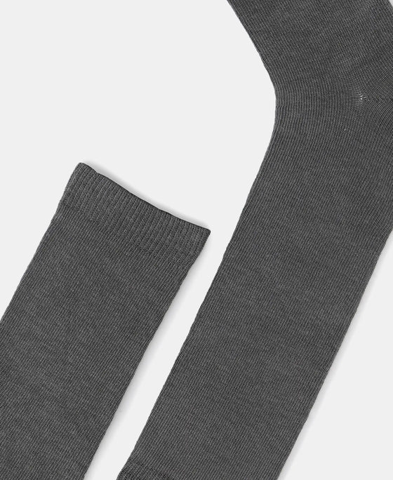 Kid's Compact Cotton Stretch Solid Knee Length Socks With StayFresh Treatment - Gun Metal-2