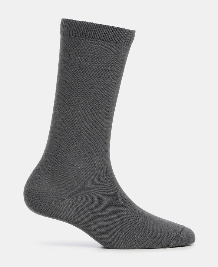 Kid's Compact Cotton Stretch Solid Knee Length Socks With StayFresh Treatment - Gun Metal-3