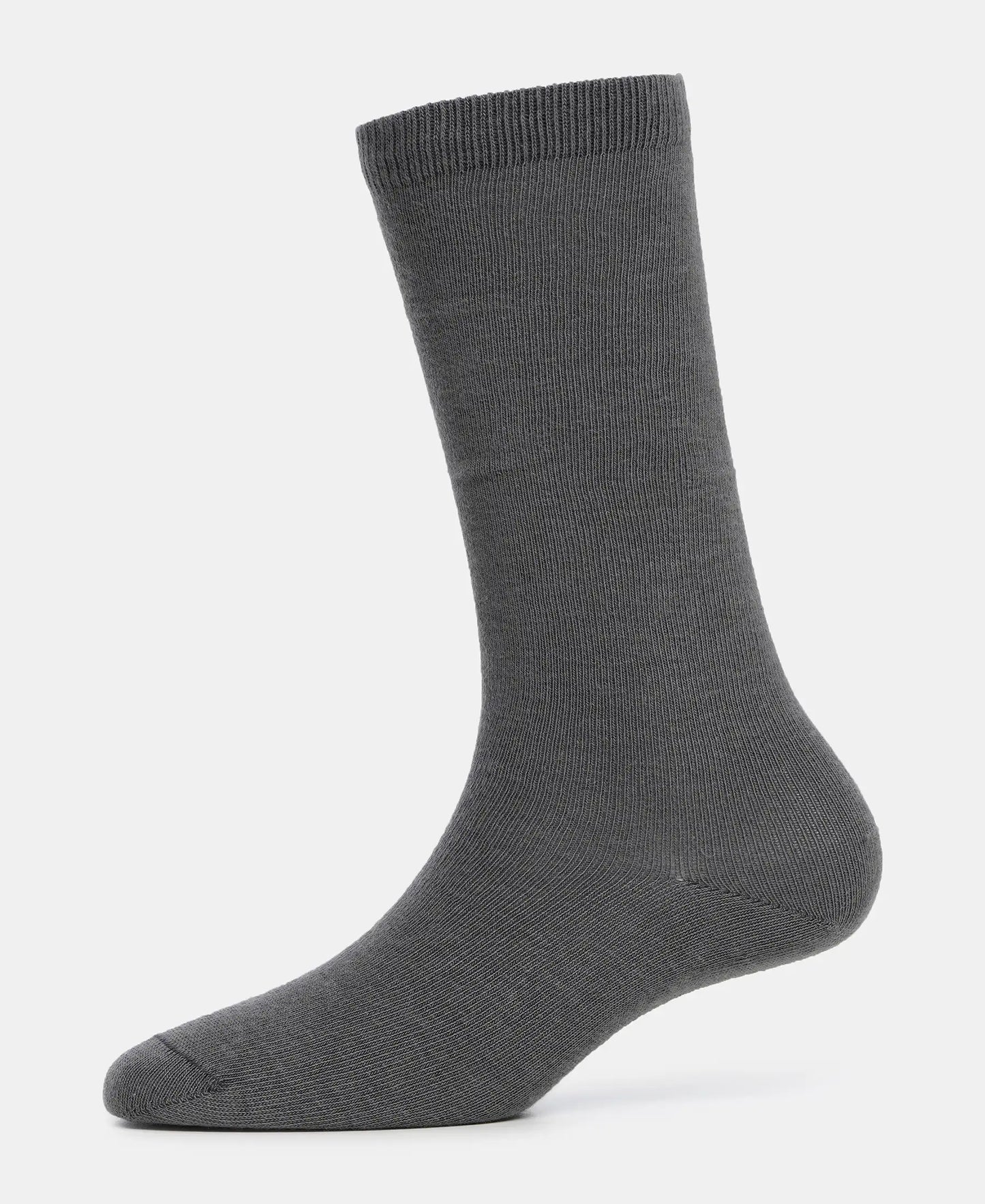 Kid's Compact Cotton Stretch Solid Knee Length Socks With StayFresh Treatment - Gun Metal-4