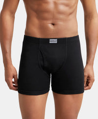 Super Combed Cotton Rib Solid Boxer Brief with Ultrasoft and Durable Waistband - Black/Grey Melange/Brown (Pack of 3)-2