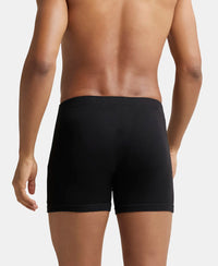 Super Combed Cotton Rib Solid Boxer Brief with Ultrasoft and Durable Waistband - Black-3