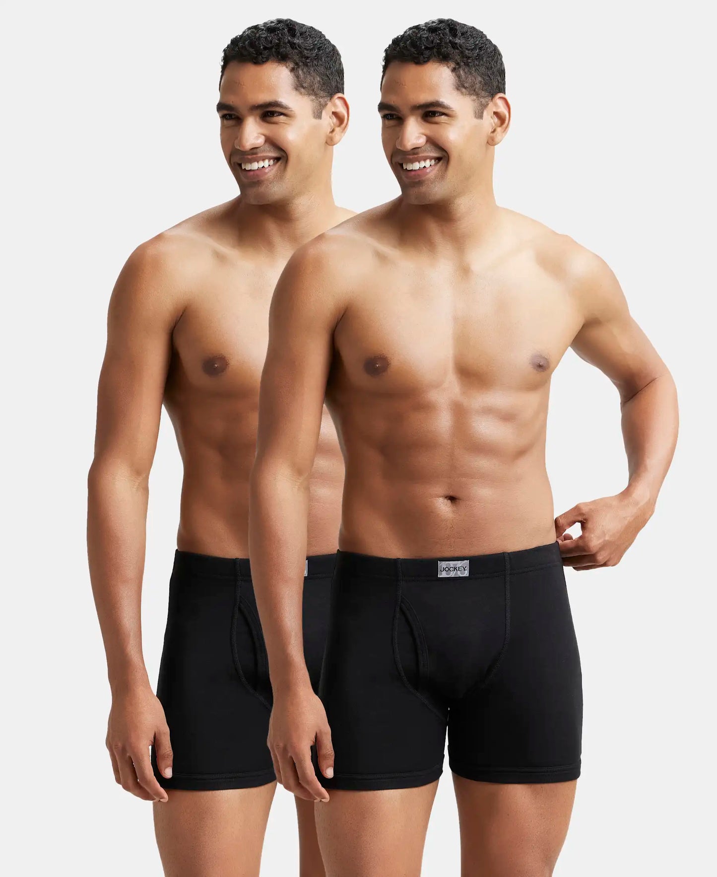 Super Combed Cotton Rib Solid Boxer Brief with Ultrasoft and Durable Waistband - Black-1