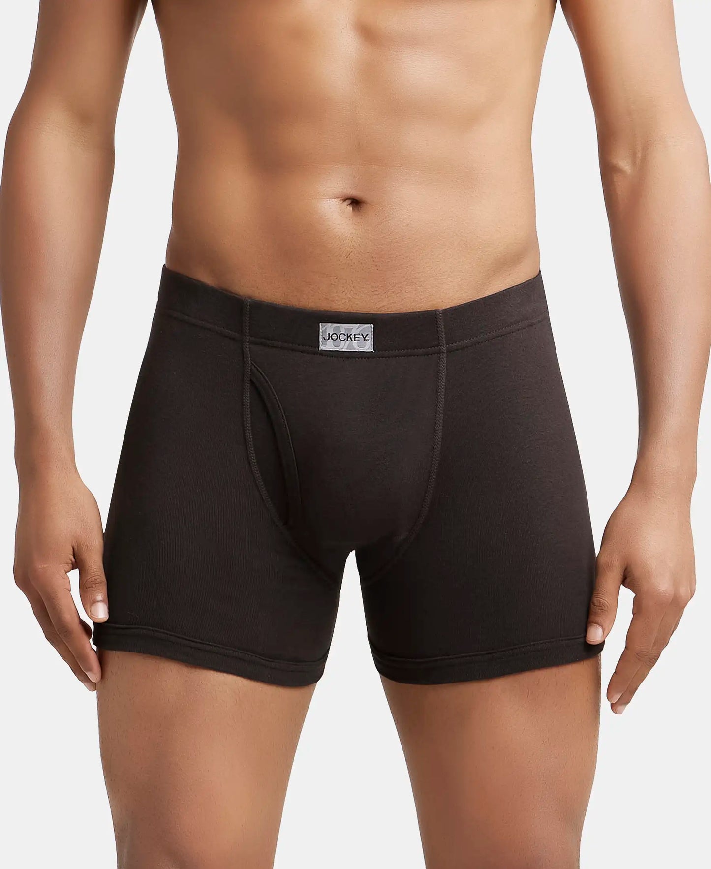 Super Combed Cotton Rib Solid Boxer Brief with Ultrasoft and Durable Waistband - Brown-2