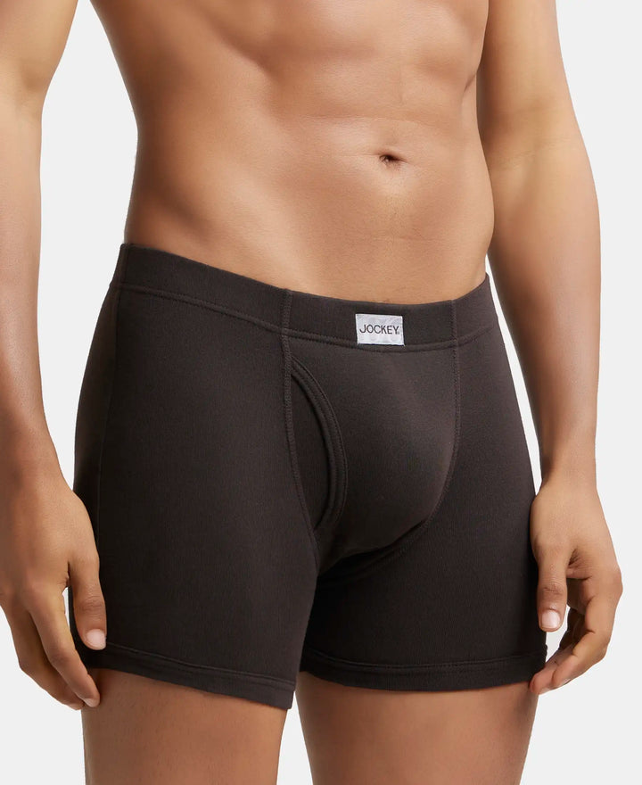 Super Combed Cotton Rib Solid Boxer Brief with Ultrasoft and Durable Waistband - Brown-3