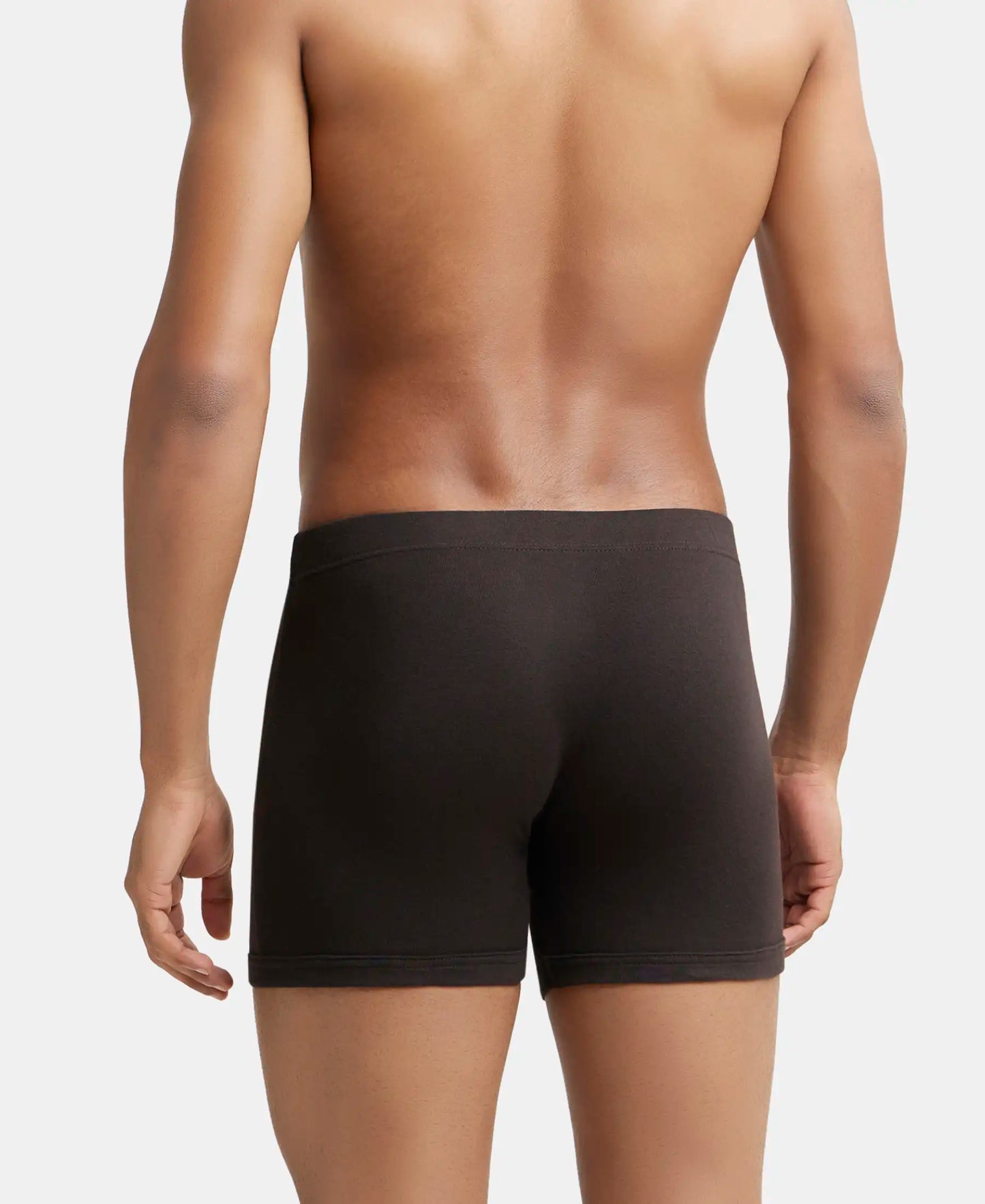 Super Combed Cotton Rib Solid Boxer Brief with Ultrasoft and Durable Waistband - Brown-4