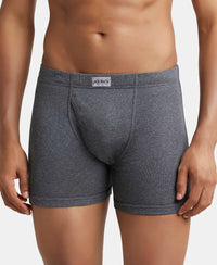 Super Combed Cotton Rib Solid Boxer Brief with Ultrasoft and Durable Waistband - Charcoal Melange-1