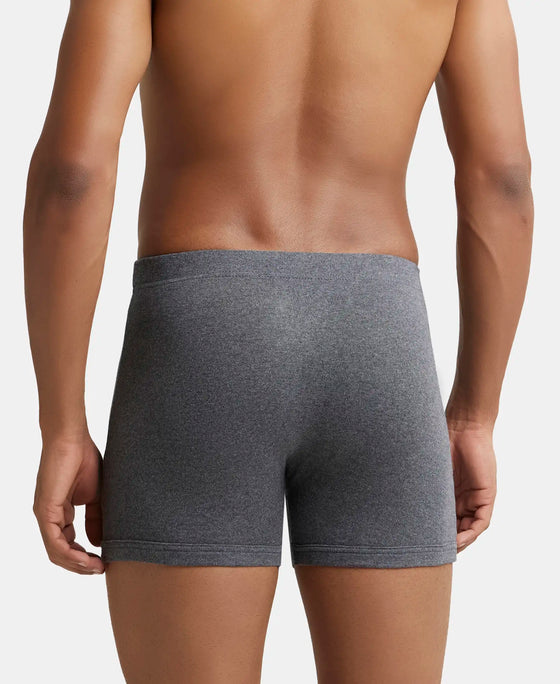 Super Combed Cotton Rib Solid Boxer Brief with Ultrasoft and Durable Waistband - Charcoal Melange-3