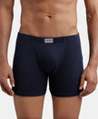 Super Combed Cotton Rib Solid Boxer Brief with Ultrasoft and Durable Waistband - Deep Navy-1