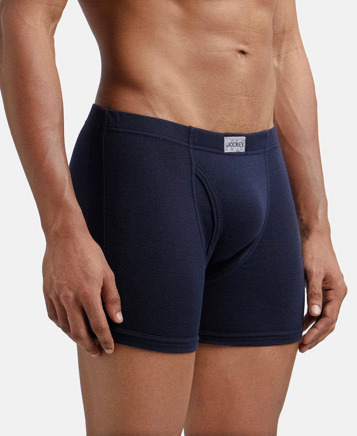 Super Combed Cotton Rib Solid Boxer Brief with Ultrasoft and Durable Waistband - Deep Navy-2