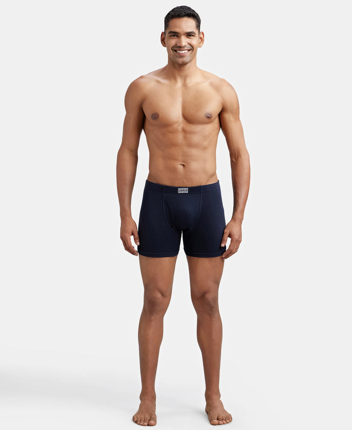 Super Combed Cotton Rib Solid Boxer Brief with Ultrasoft and Durable Waistband - Deep Navy-4