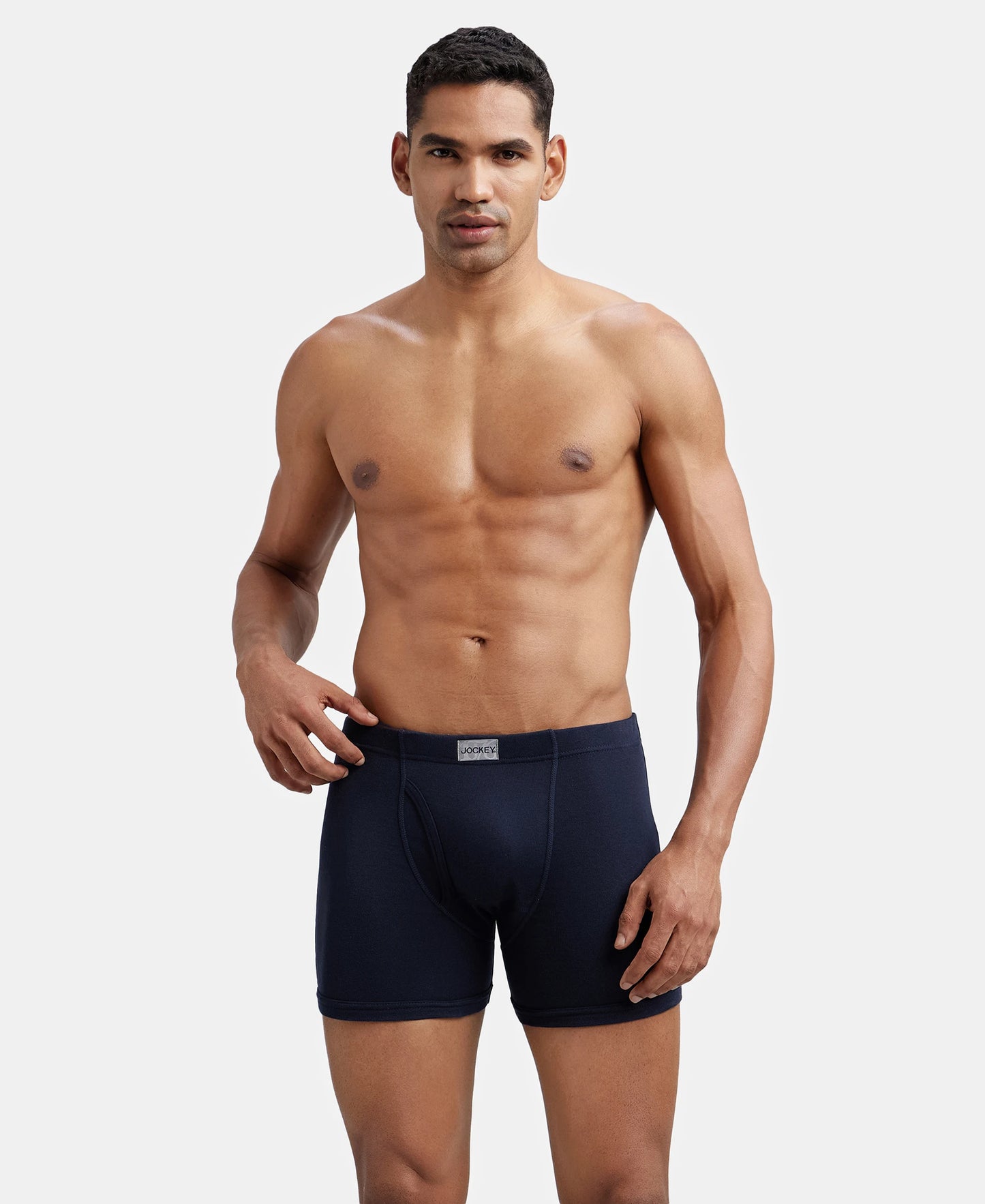 Super Combed Cotton Rib Solid Boxer Brief with Ultrasoft and Durable Waistband - Deep Navy-5