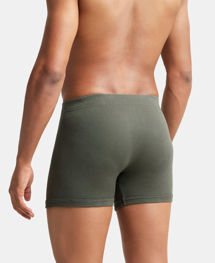 Super Combed Cotton Rib Solid Boxer Brief with Ultrasoft and Durable Waistband - Deep Olive-3